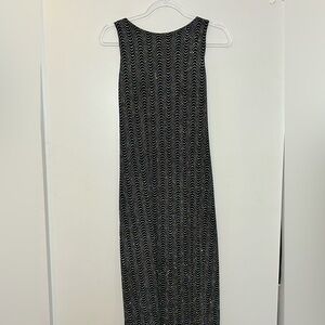 Vintage Ronni Nicole Black and metallic silver Wavy Pattern dress